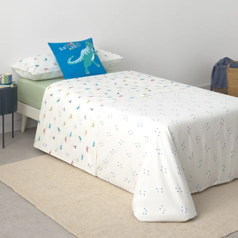 Set sábana algodón percal 180 hilos dinosaurios Duno