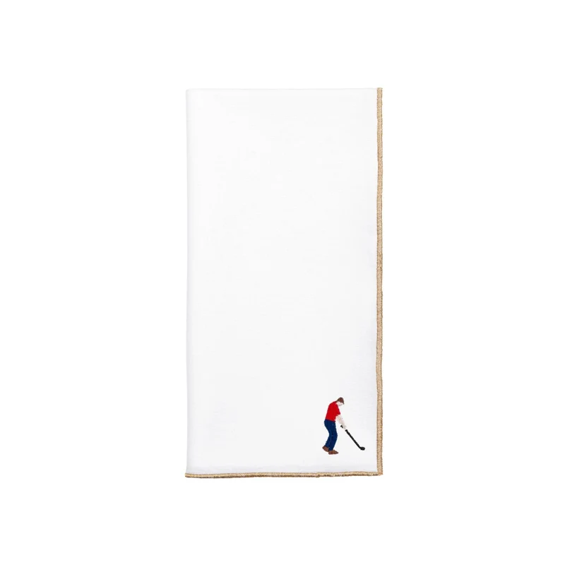 Roupa de mesa Nazaré branca, em algodão, com desportistas retro bordados