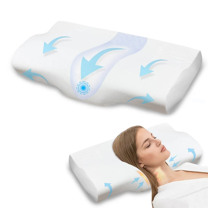 Almohada Cervical de Espuma Viscoelastica 60x35cm Antirronquidos