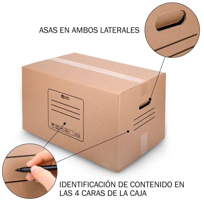 Pack 10/20 Cajas de Cartón+Precinto para Mudanzas y Almacenaje-50x30x30CM 45Litros