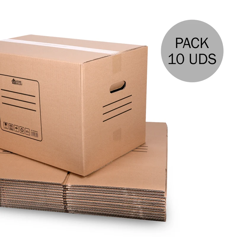 Pack 10/20 Cajas de Cartón+Precinto para Mudanzas y Almacenaje-50x30x30CM 45Litros