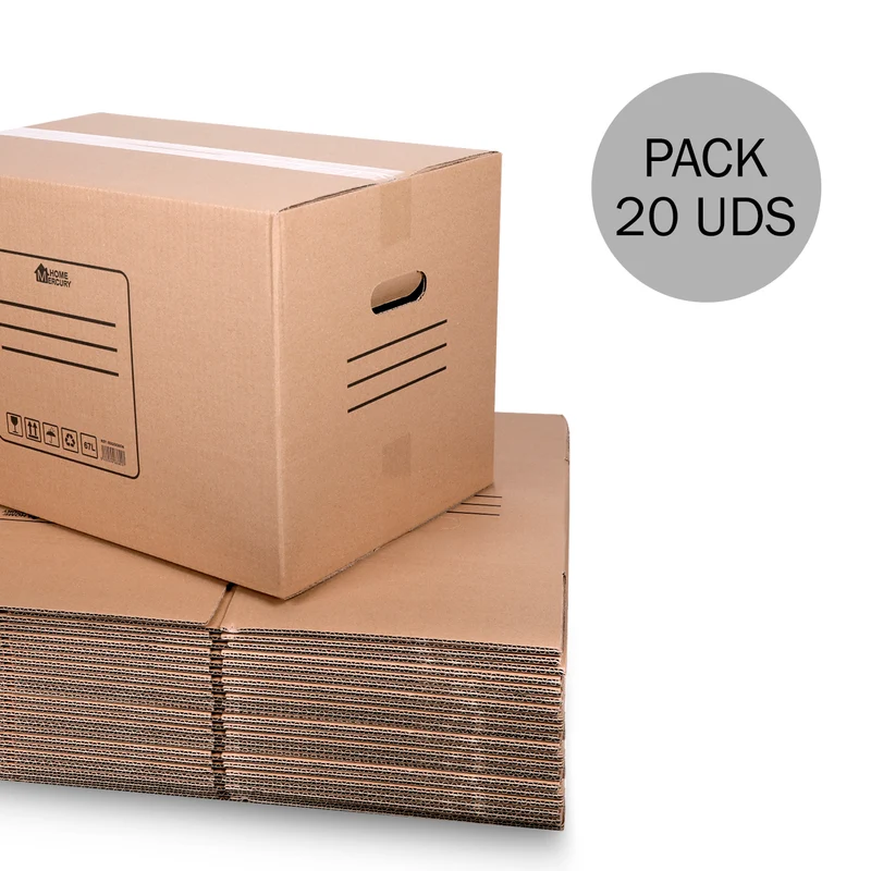 Pack 10/20 Cajas de Cartón+Precinto para Mudanzas y Almacenaje-50x30x30CM 45Litros