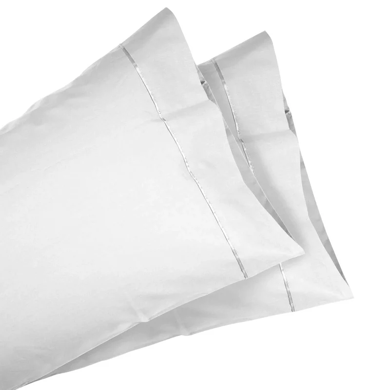 Pack Fundas Almohada Cuna Algodón Percal de 200 hilos Blanco