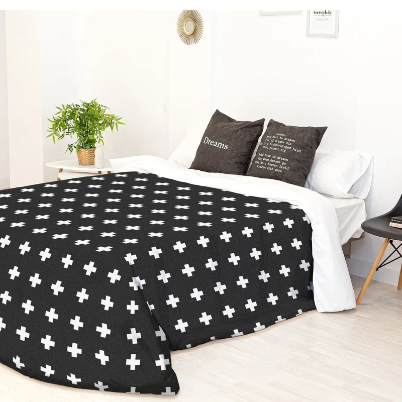 Funda nórdica Cruces Negro