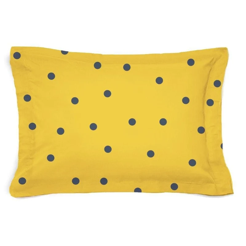 Funda cuadrante Topos Azules sobre fondo Amarillo