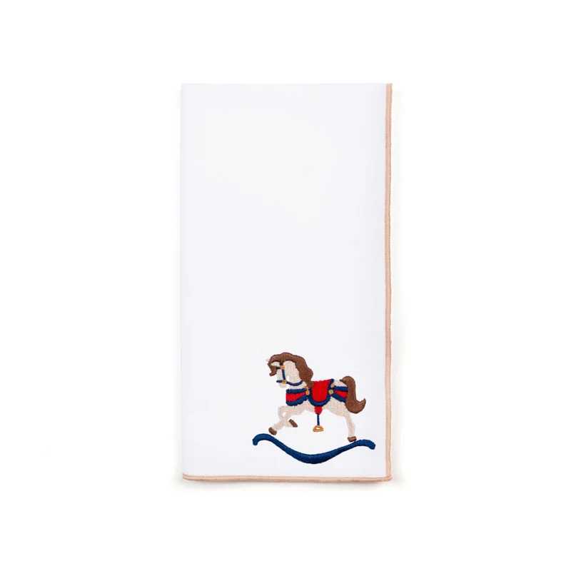 Roupa de mesa Nazaré branca, em algodão, com baloiços de cavalo bordados