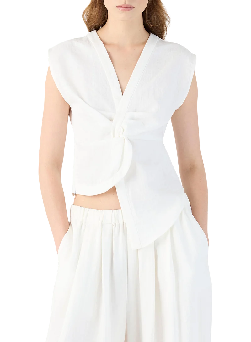 Top Cuello En V Con Nudo Central