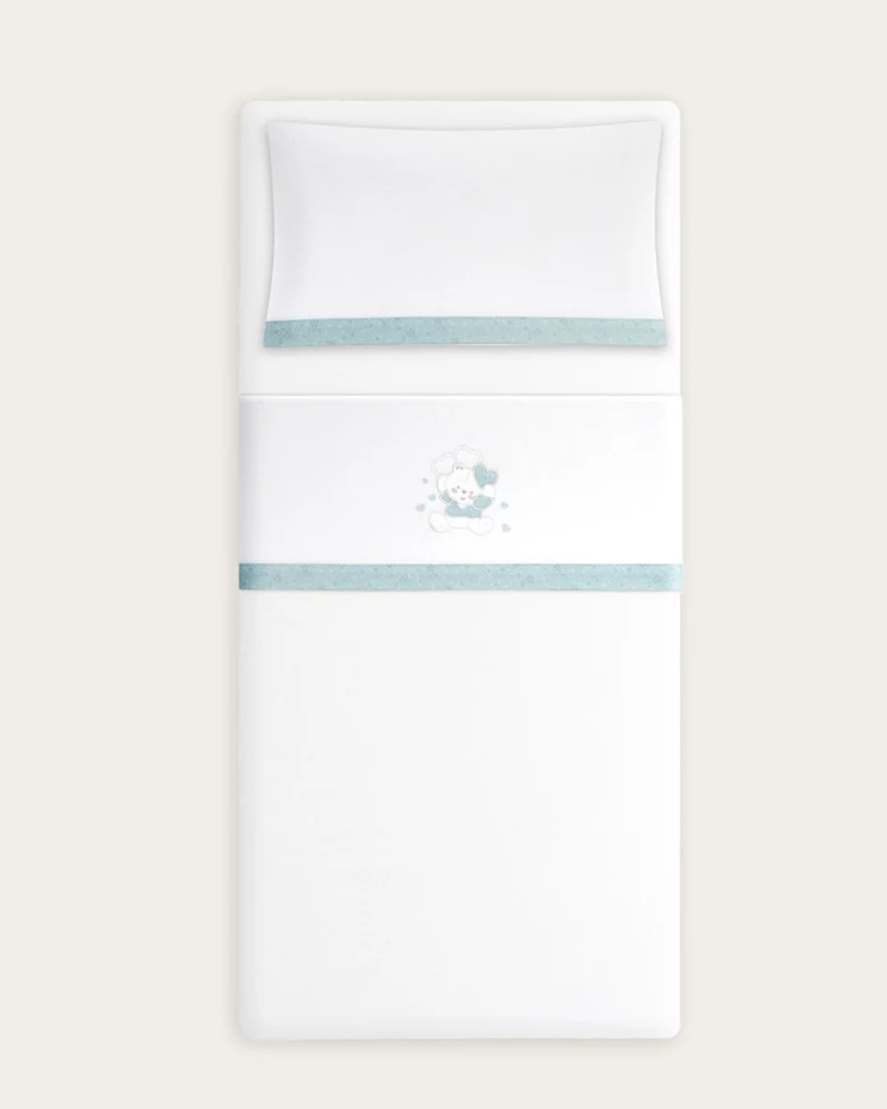Juego de Sábanas Coralina Oso - Blanco/Verde