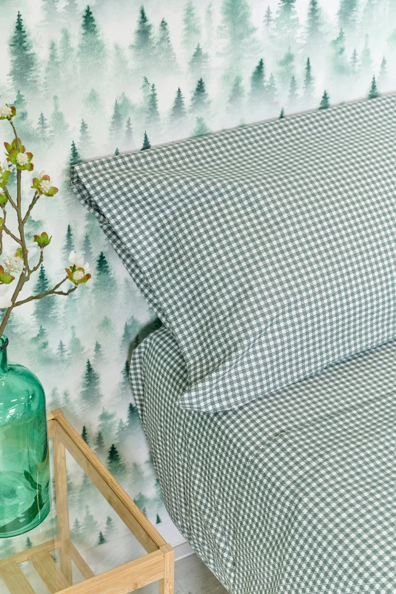 Funda de almohada estampada Vichy Verde