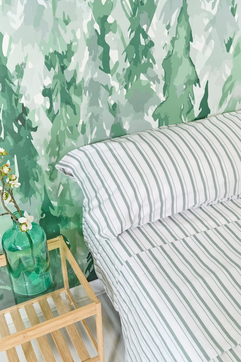 Funda de almohada estampada Raya Verde