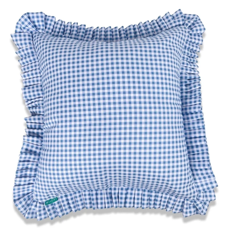 Funda Cojín con Volante a Tablas Vichy XS Marino