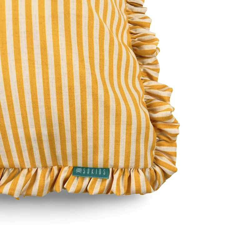 Funda Cojín con Platabanda y Volante Fruncido a Rayas XS Amarillo