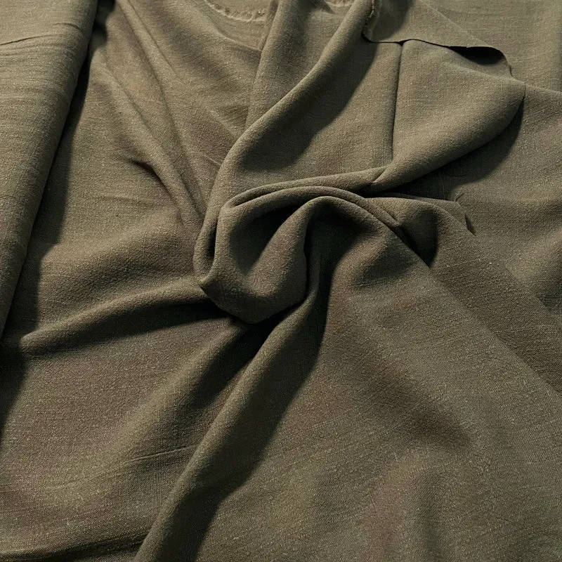 Tejido de Viscosa y Lino 230g/m² 1,35m ancho | Verde Militar