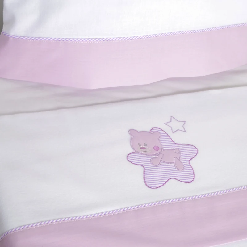 Juego de sábanas cuna franela star blanco/lila