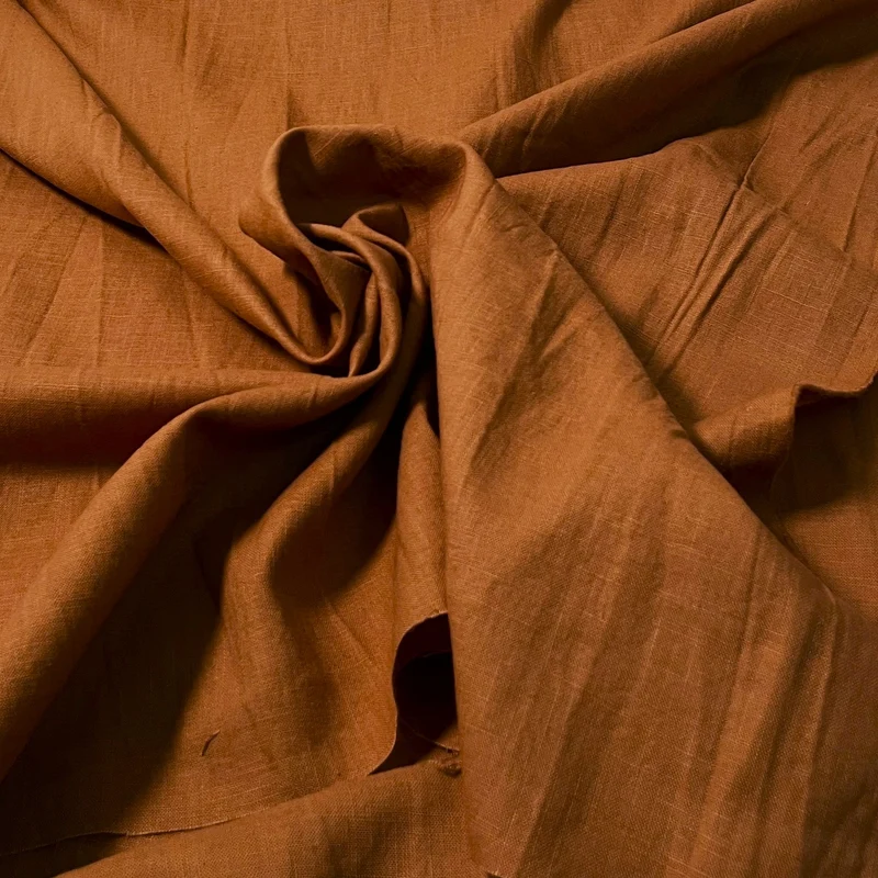 Tela de lino 100% 165 g/m² 1.3 metros de ancho - Camel Oscuro
