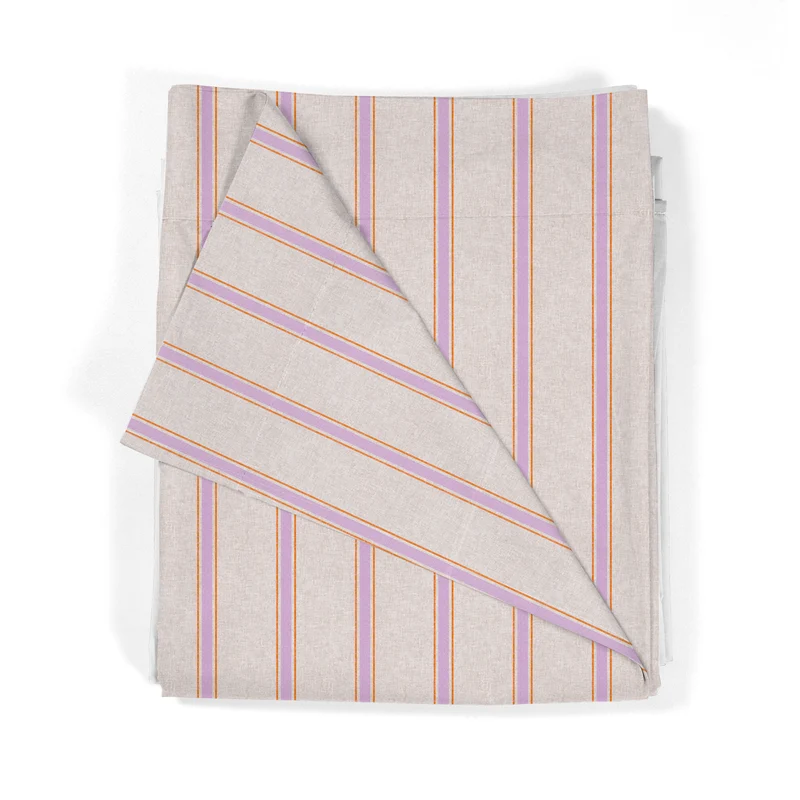 Juego Sábanas Estampadas Rayas Náutica Malva Naranja
