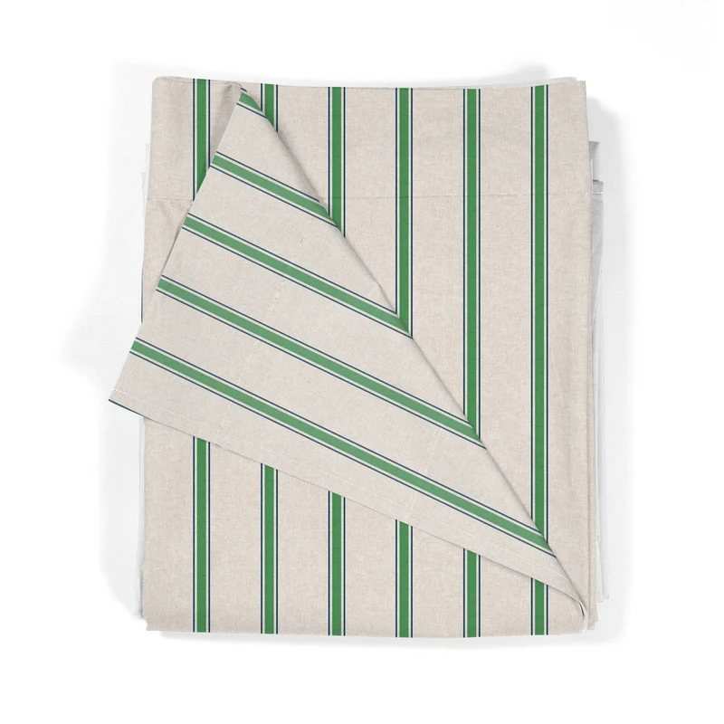 Juego Sábanas Estampadas Rayas Náutica Verde Indigo