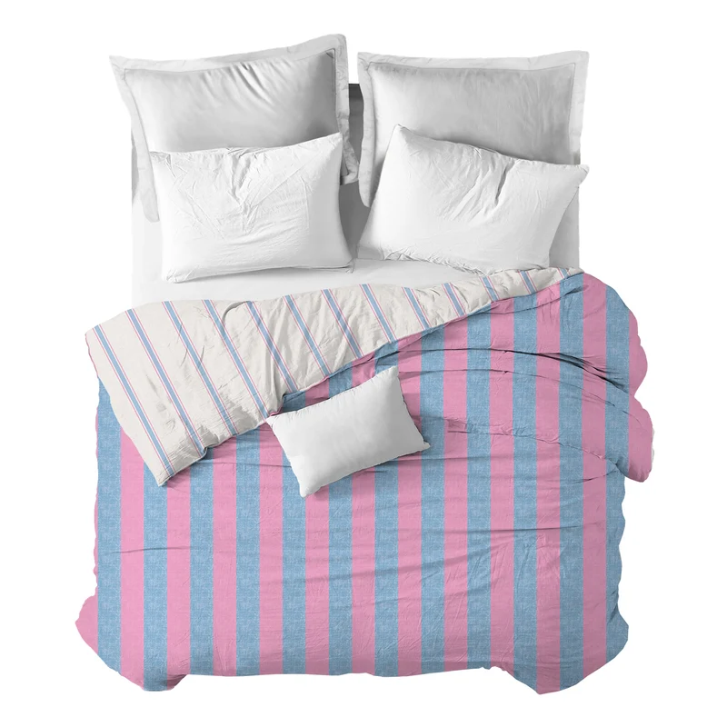 Funda nórdica Rayas Rosa Marino Reversible