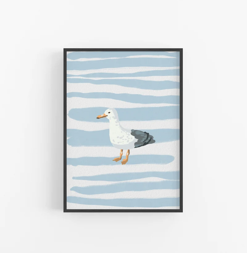 Cuadro Gaviota Marina Azul Blanco