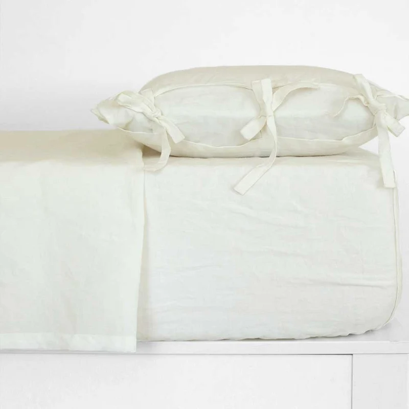 Juego de Sábanas Algodón Lisas Lino Blanco