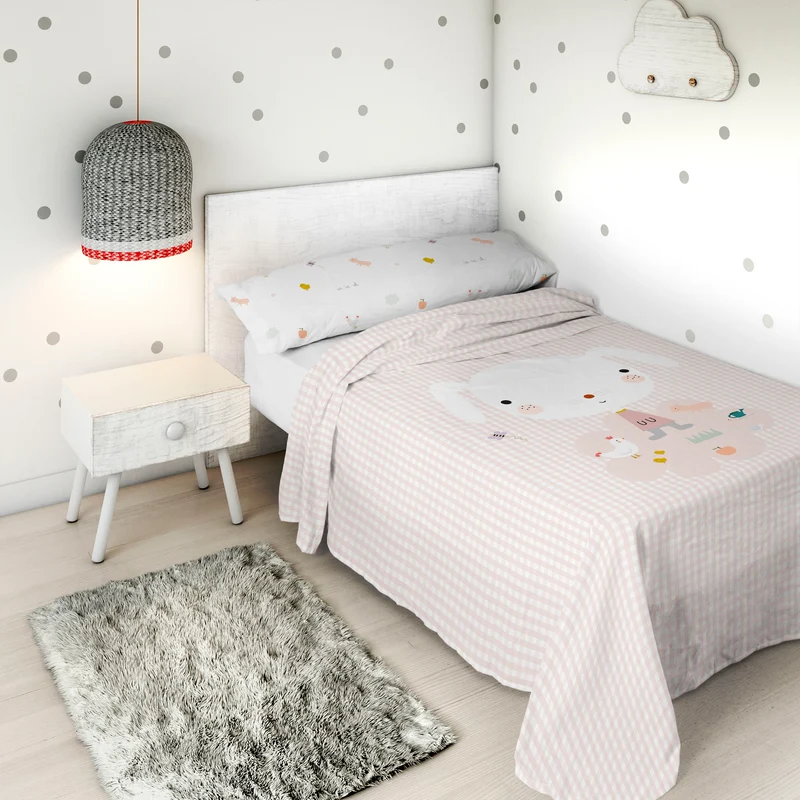 JUEGO SÁBANAS ESTAMPADAS INFANTIL GRANJA 100% ALGODÓN