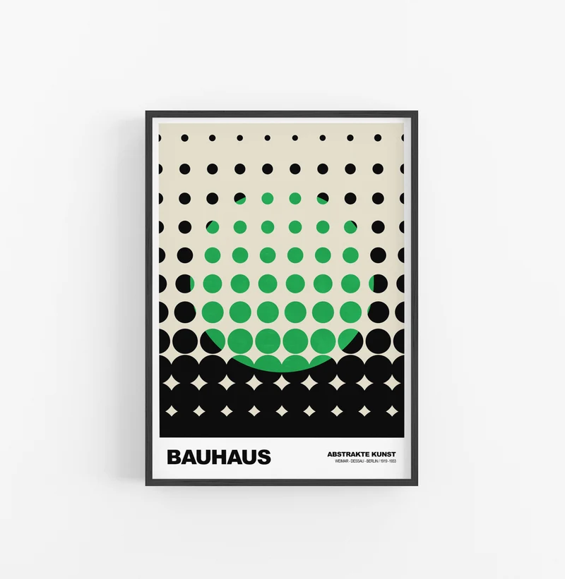 Cuadro Bauhaus Circulos Verde Negro
