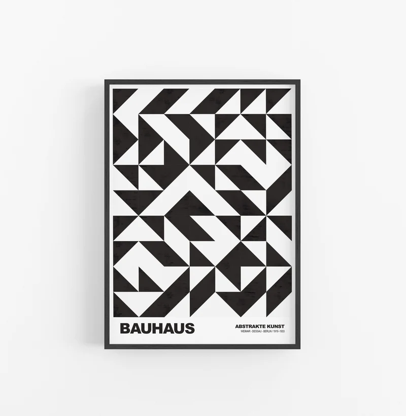 Cuadro Bauhaus Geometrico Prismas Negro