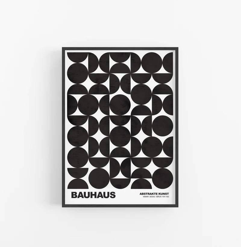 Cuadro Bauhaus Geometrico Negro
