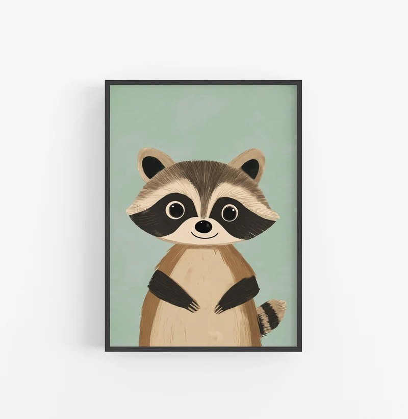 Cuadro Mapache Marron Verde