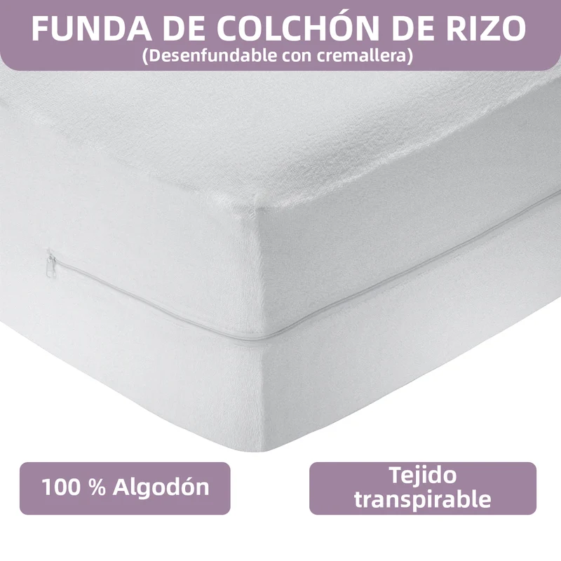 Funda de colchón rizo100% Algodón- Cama 105