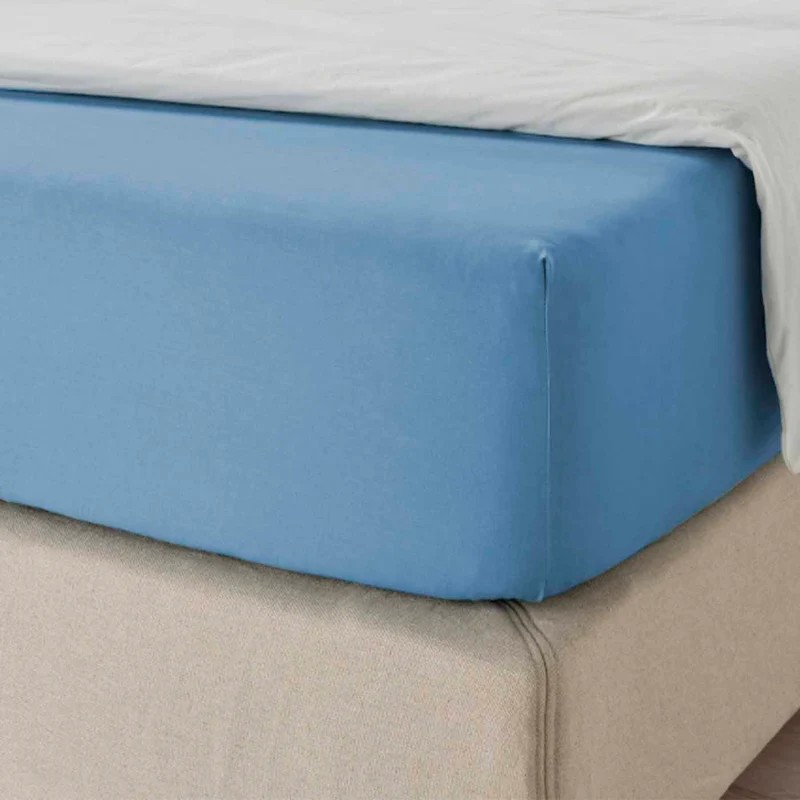 Sábana Bajera Ajustable 100% Poliéster, Elástica, Suave y Transpirable. Azul