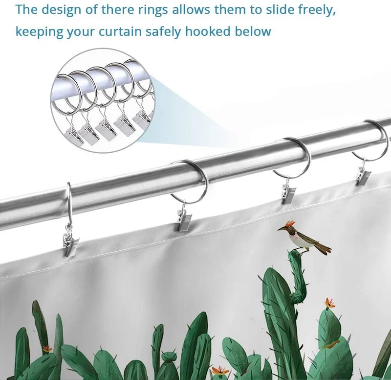 Anillos de Cortina, Ganchos Cortinas de Metal con Pinza, para Cocina baño Sala de Estar Anillas para Cortinas