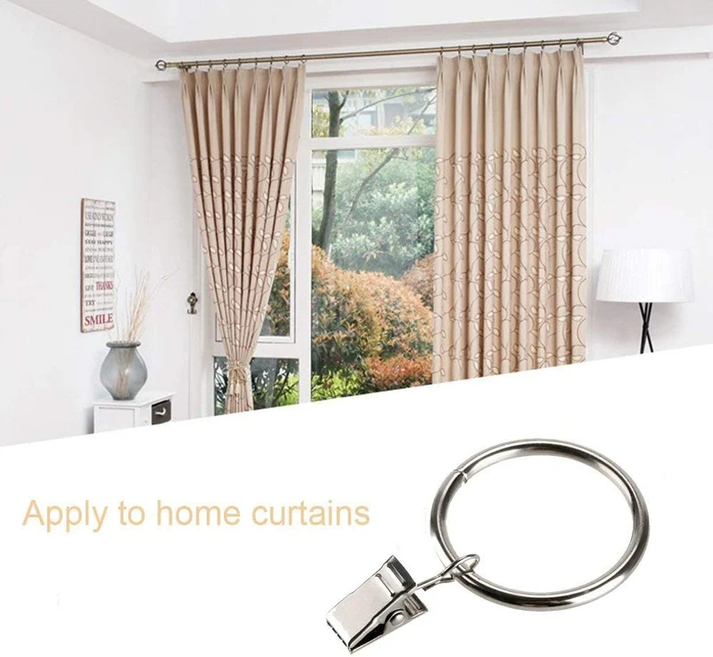 Anillos de Cortina, Ganchos Cortinas de Metal con Pinza, para Cocina baño Sala de Estar Anillas para Cortinas