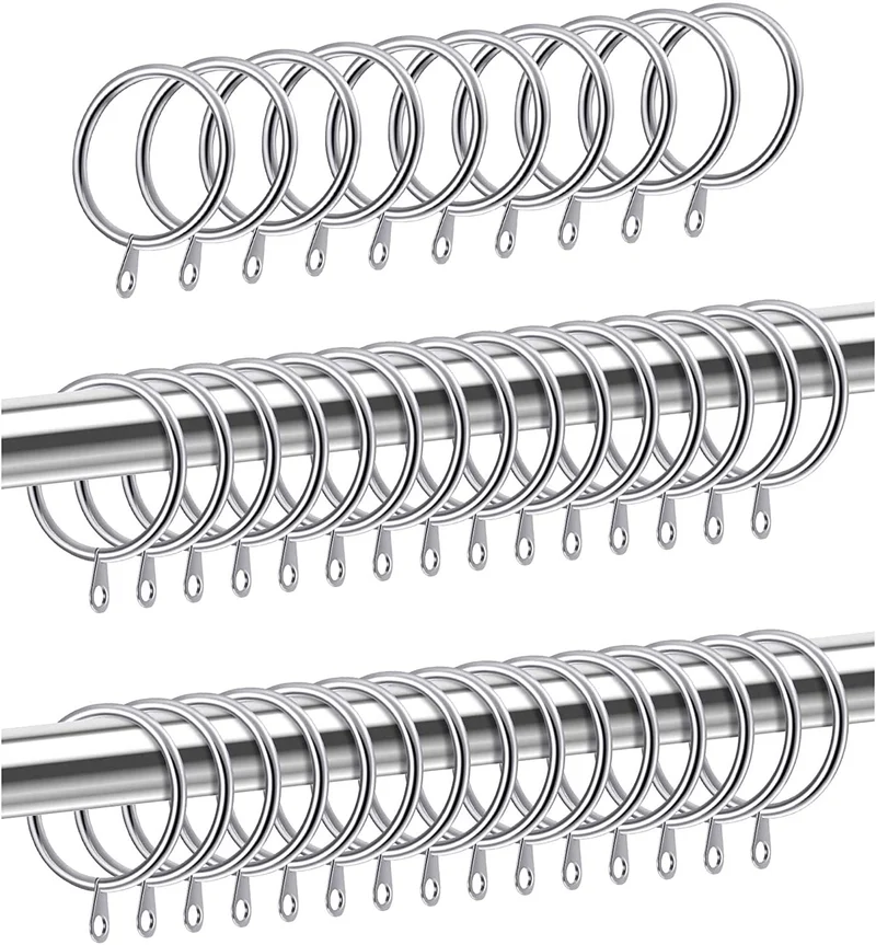 Anillos de cortina de Metal, ganchos colgantes para cortinas, varillas, anillos de gasa de alta resistencia. Plata-Dorado