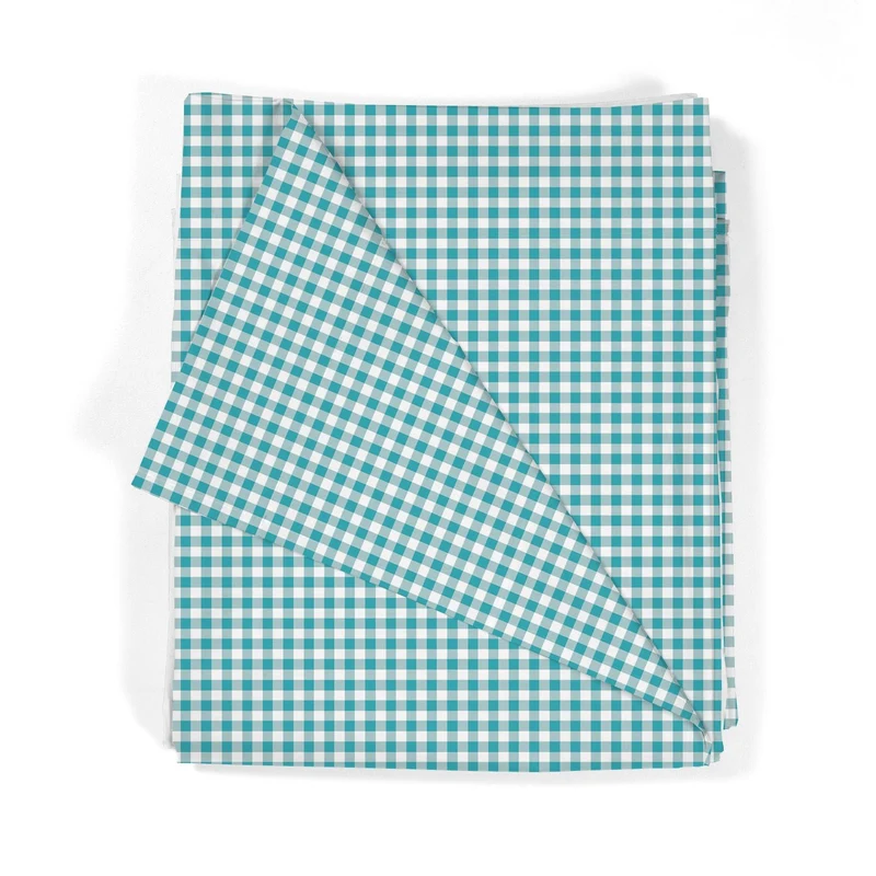 Juego Sábanas Estampadas Cuadro Vichy Turquesa