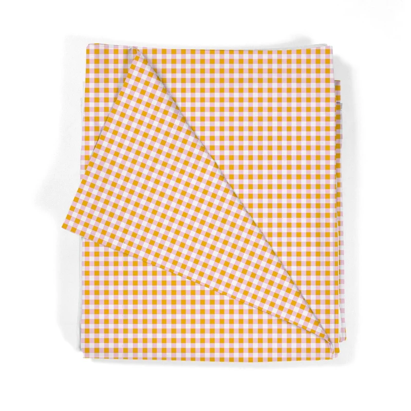 Juego Sábanas Estampadas Cuadro Vichy Rosa Amarillo