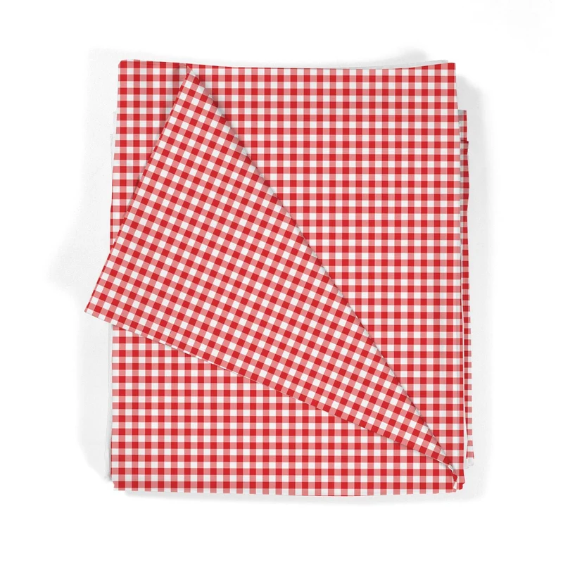 Juego Sábanas Estampadas Cuadro Vichy Rojo