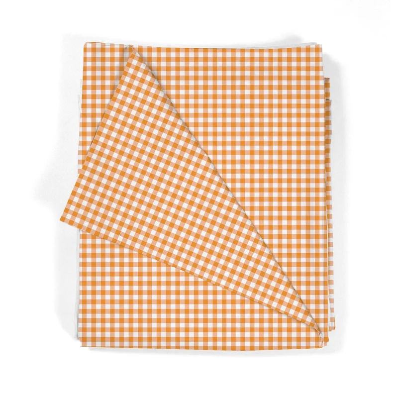 Juego Sábanas Estampadas Cuadro Vichy Naranja