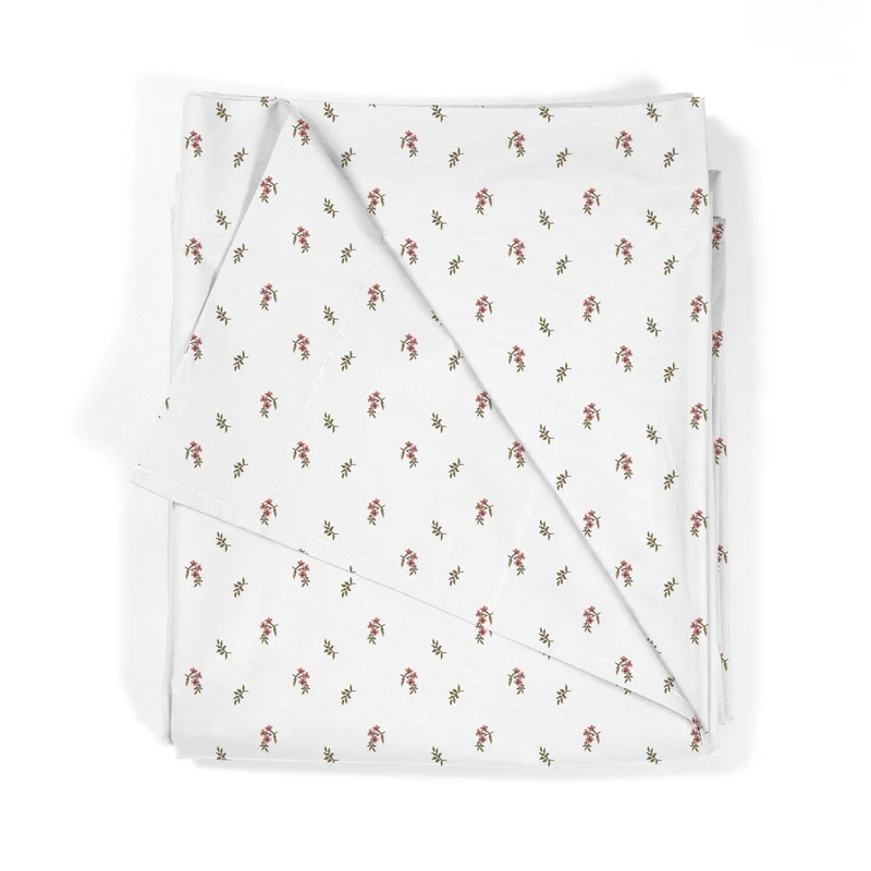 Juego Sábanas Bebé Estampado Flor Rosa