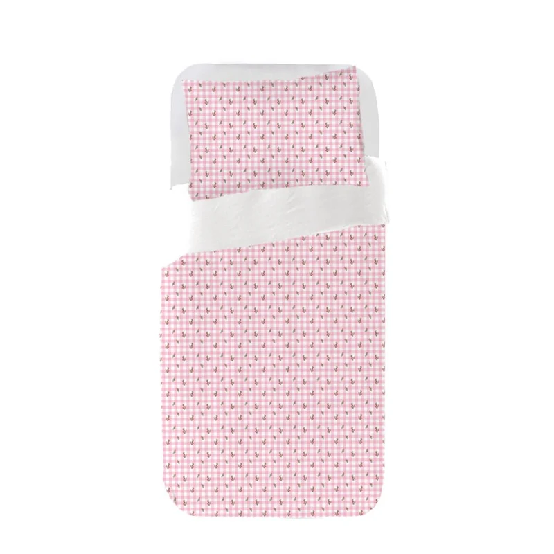 Funda nórdica Infantil Vichy Flor Rosa