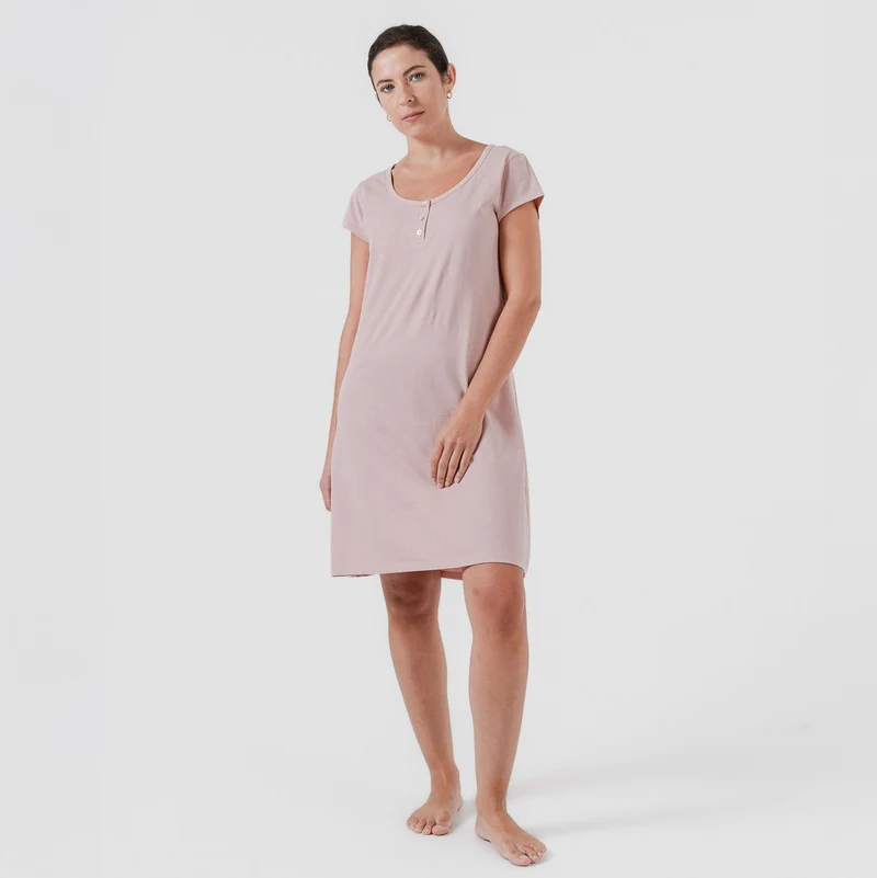 Camisón corto de algodón liso