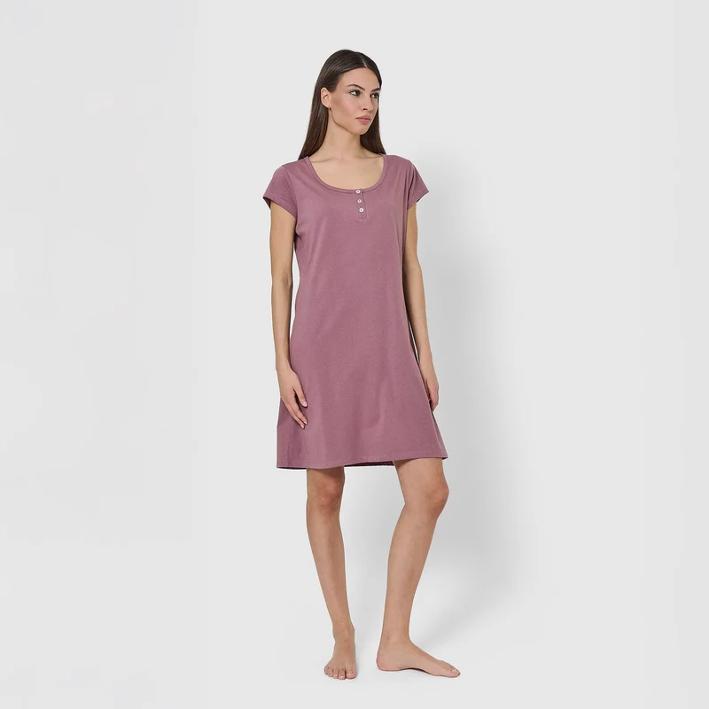 Camisón corto de algodón liso