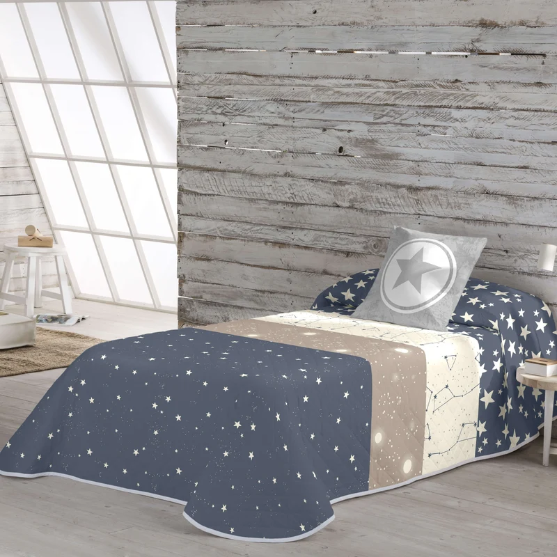 COLCHA BOUTI REVERSIBLE ESTAMPADA INFANTIL INDIGO 100% ALGODÓN