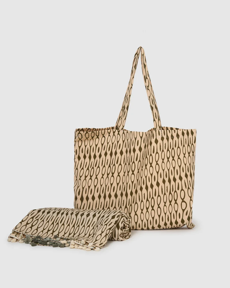 Pack bolso + toalla pareo acuario verde cacería