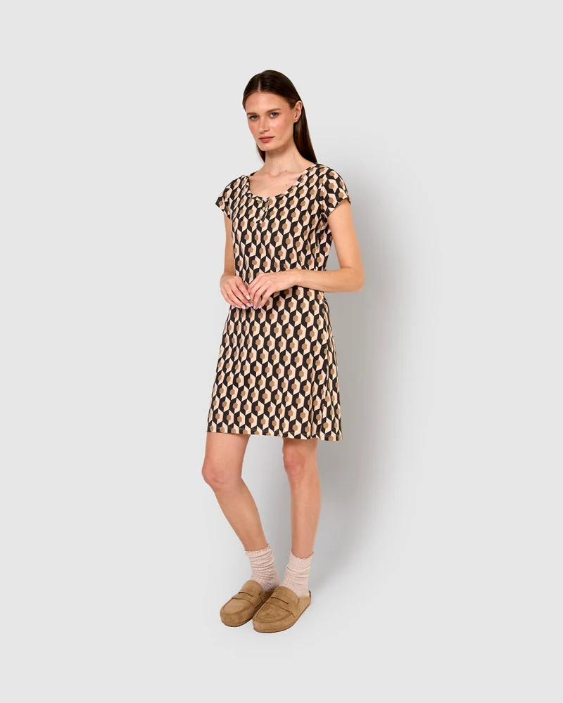 Camisón corto de algodón santorini beige