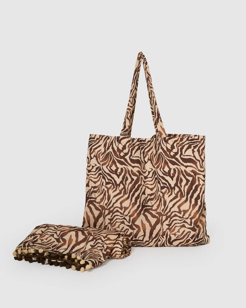 Pack bolso + toalla pareo marion marrón
