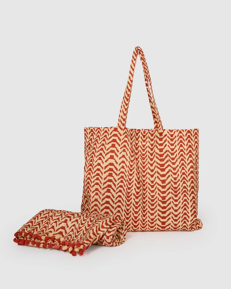 Pack bolso + toalla pareo oveta teja