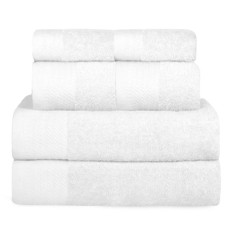 Juego de Toallas 100% Algodón de 500gsm.2Baño+2Mano+2Bide, Blanco
