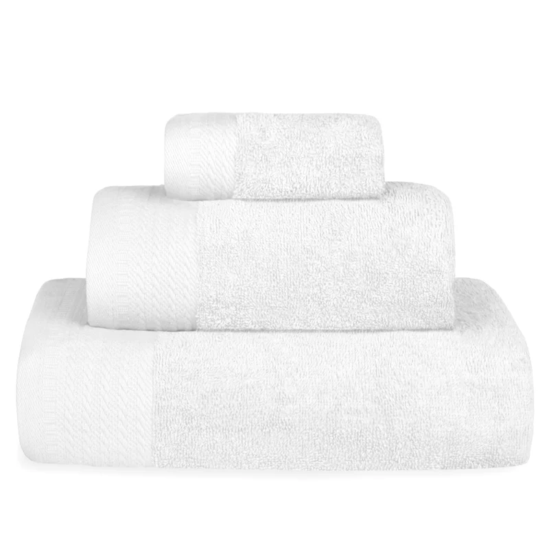 Juego de Toallas 100% Algodón de 500gsm. 1Baño+1Mano+1Bide, Blanco