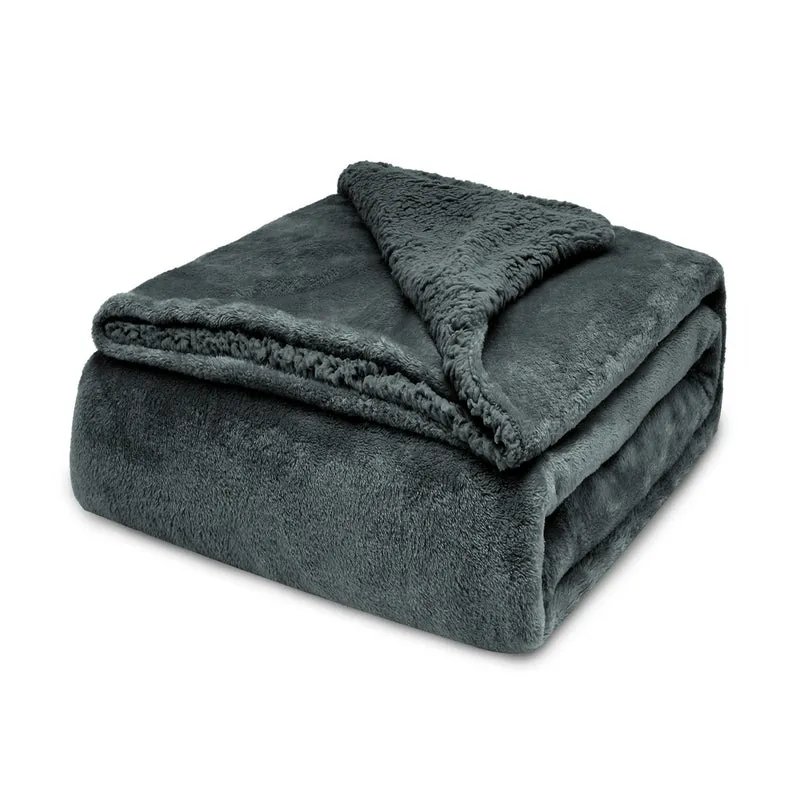 Manta Borreguito Sherpa 130x160cm Reversible Extra Suave-Oscuro